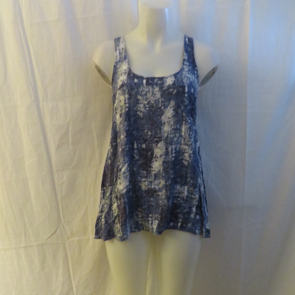 JACKS BLUE WHITE TIE DYE RACER BACK HI-LO TOP SZ M